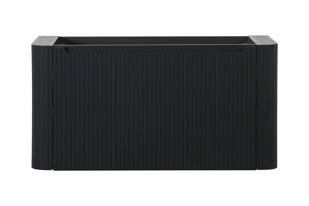 Sulora onderkast afgeronde hoeken geribbeld met 1 lade 1 uitsparing 80 x 48 cm mat zwart