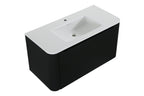 Sulora onderkast afgeronde hoeken geribbeld met 1 lade 1 uitsparing 100 x 48 cm mat zwart
