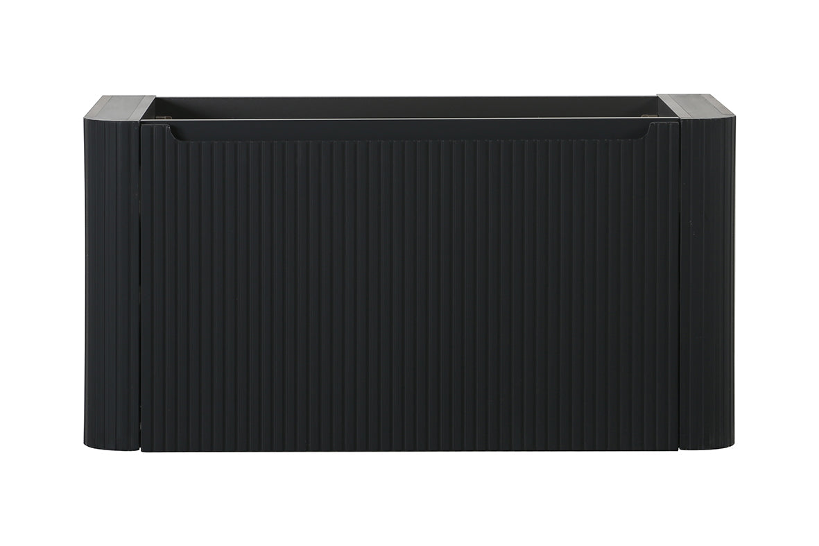 Sulora onderkast afgeronde hoeken geribbeld met 1 lade 1 uitsparing 120 x 48 cm mat zwart