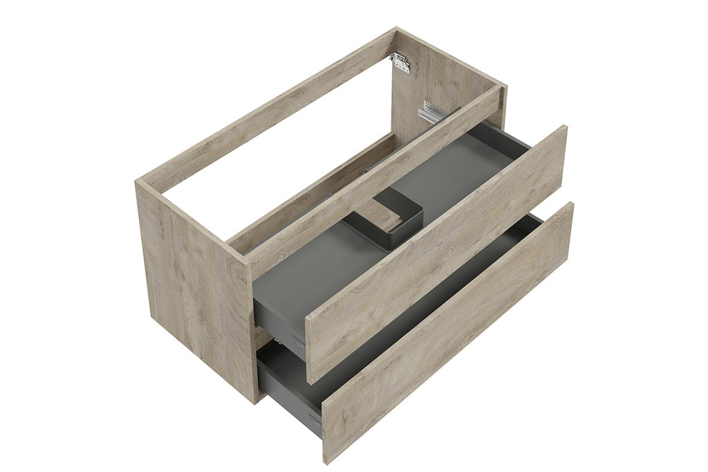 Alvara onderkast met 2 laden 1 uitsparing 100 x 46 cm grijs eiken
