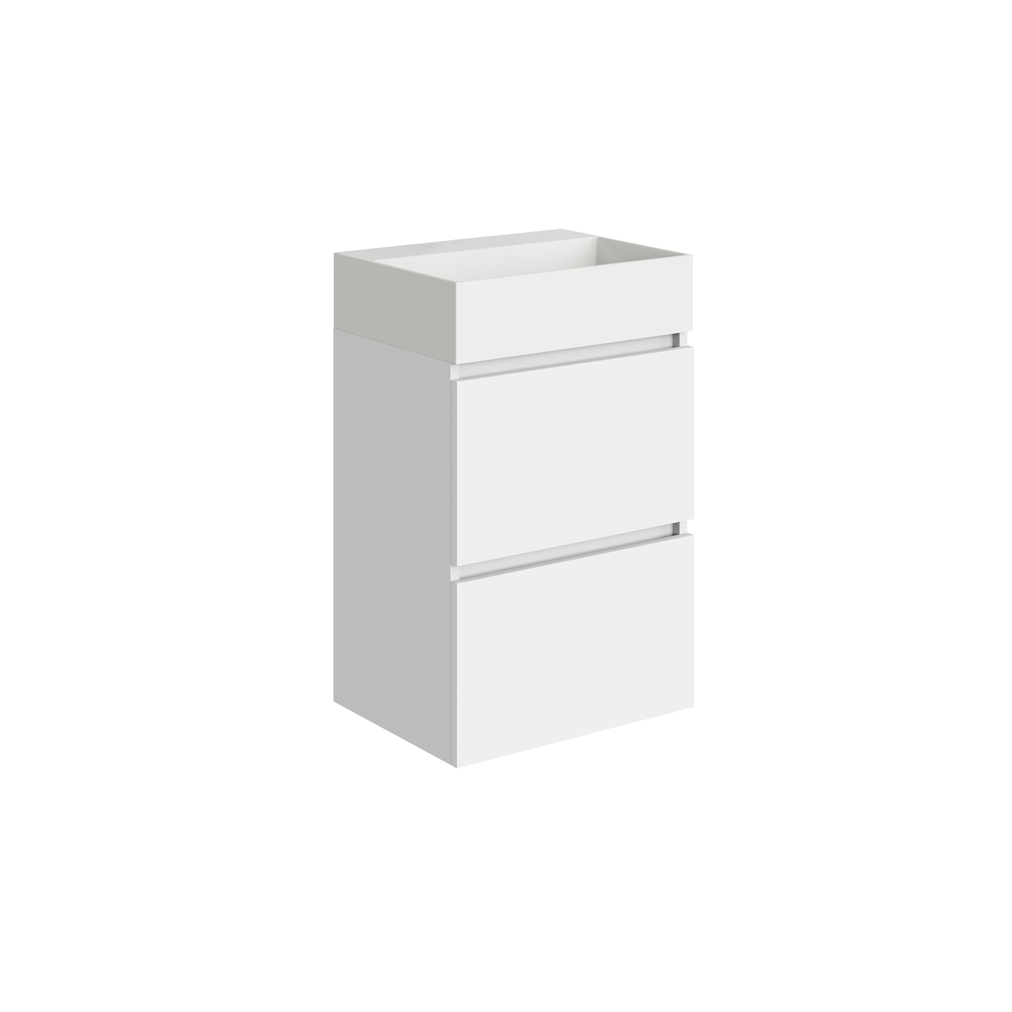Mini onderkast met 2 laden 45 cm glans wit en wastafel keramiek glans wit Hoofdafbeelding