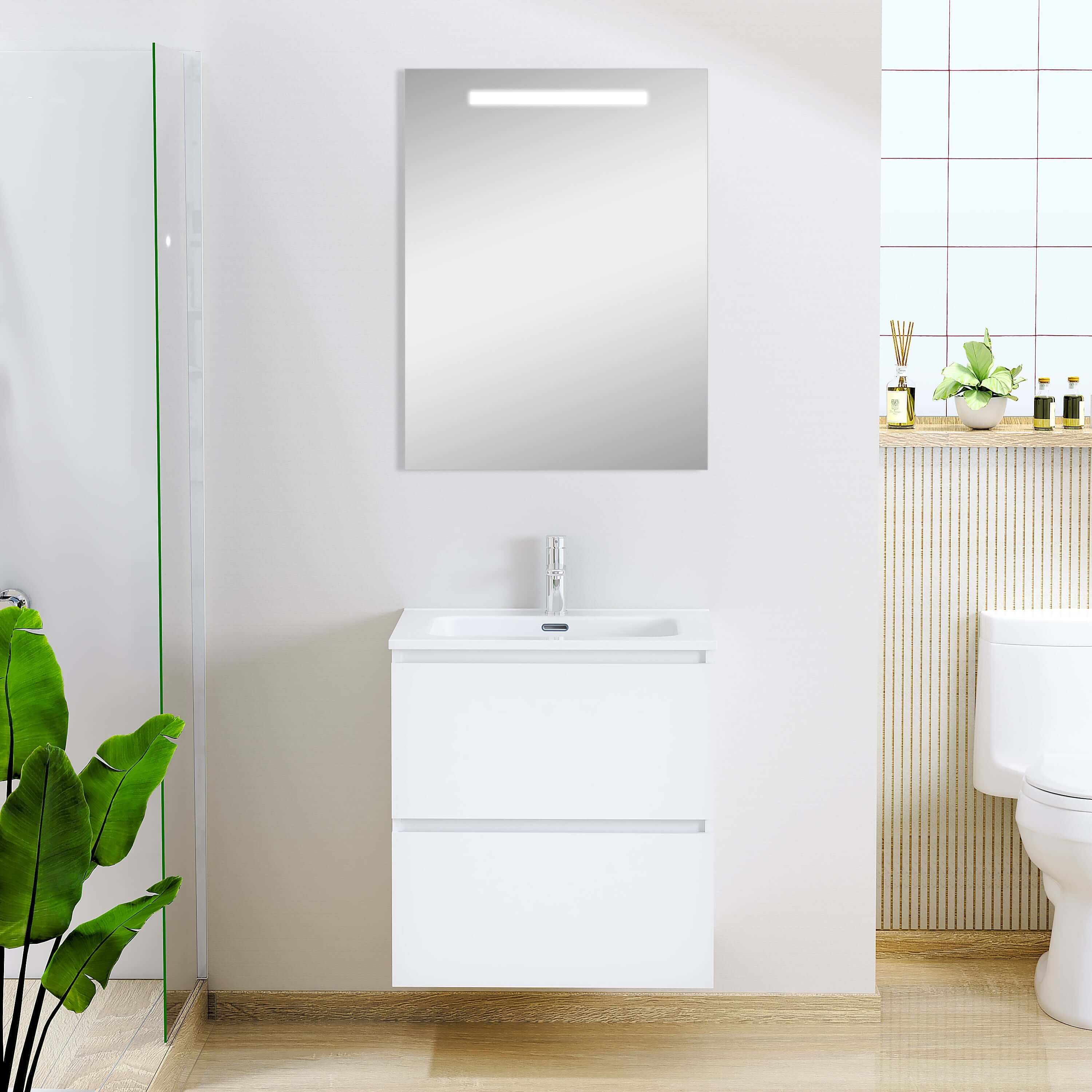 Sephia Badkamermeubelset Wiesbaden Compleet met LED-spiegel 60 cm in mat wit Hoofdafbeelding
