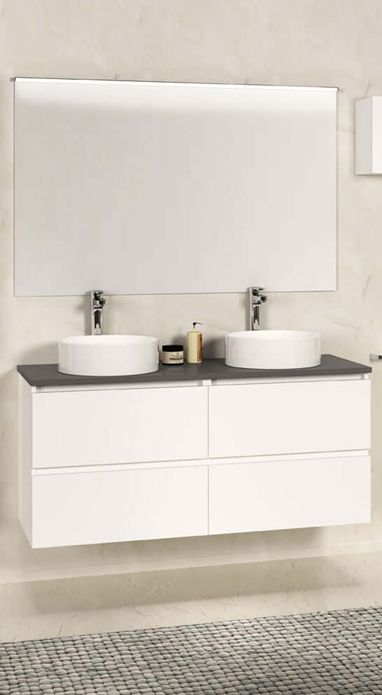 Bologna Onderkast Wiesbaden 120 cm met stenen blad in mat wit Secundaire afbeelding