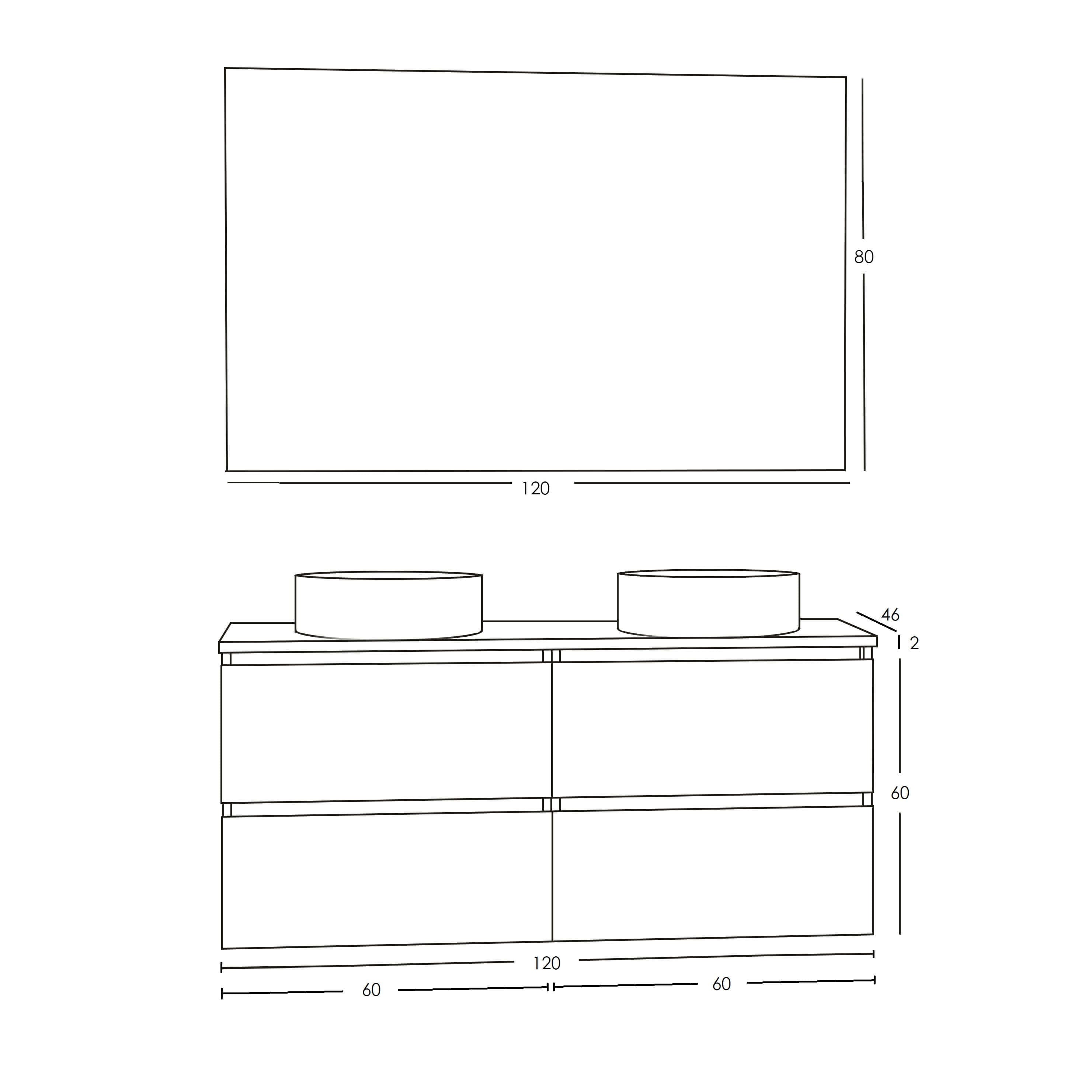 Bologna Onderkast Wiesbaden 120 cm met stenen blad in mat wit