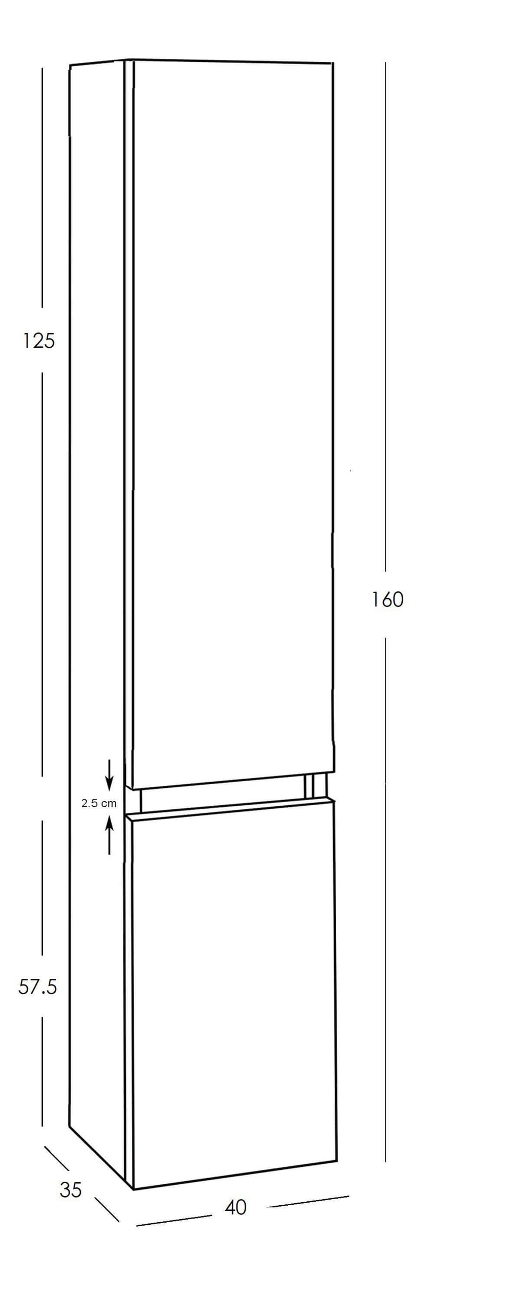 Bologna Kolomkast Wiesbaden Hoog 160 Cm, 160X40X35 Nato (2 Deurs)