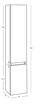 Bologna Kolomkast Wiesbaden Hoog 160 Cm, 160X40X35 Nato (2 Deurs)