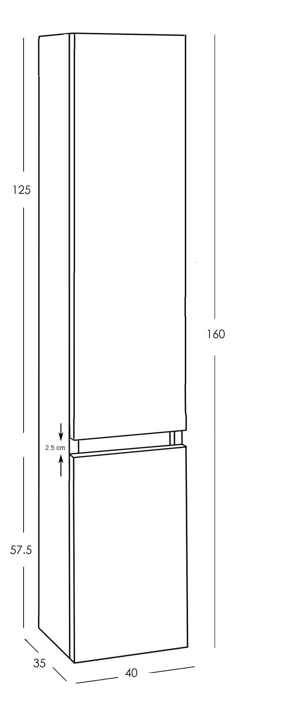 Bologna Kolomkast Wiesbaden Hoog 160 Cm, 160X40X35 Nato (2 Deurs)