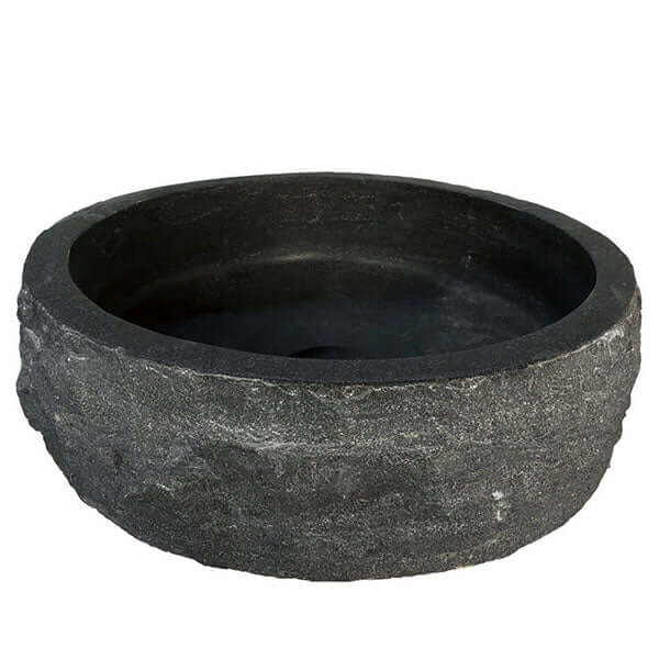 Wiesbaden blauwe steen rond 40x12 cm hamerslag opzetwastafel