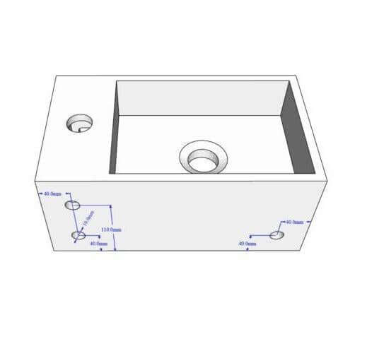 Solid Surface Fontein met Handdoekhouder Wiesbaden 35,6X20,3X15,9 Cm (Kraangat Links of Rechts)