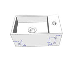 Solid Surface Fontein met Handdoekhouder Wiesbaden 35,6X20,3X15,9 Cm (Kraangat Links of Rechts)