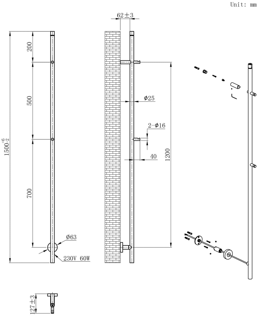Callista 60 Watt 150 cm Smart Wi-Fi Elektrische staafhanddoekradiator Wiesbaden