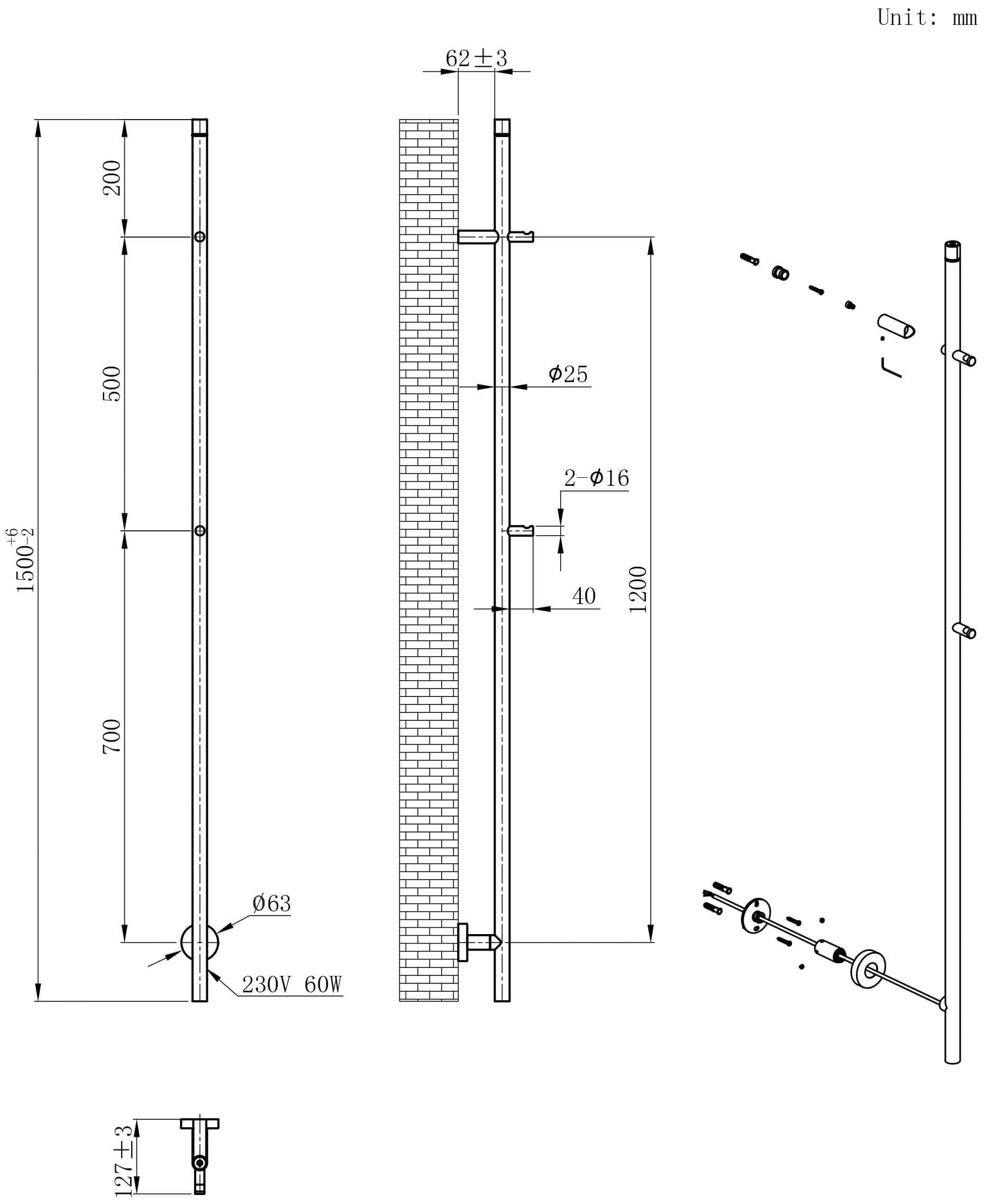 Callista 60 Watt 150 cm Smart Wi-Fi Elektrische staafhanddoekradiator Wiesbaden
