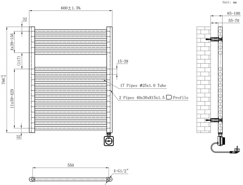 Elara Elektrische Radiator Wiesbaden 76,6X60 Cm, Smart Wifi