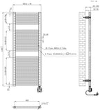 Elara elektrische radiator Smart WiFi 118,5 x 45 cm gunmetal PVD