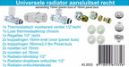 Rechte Chromen Radiator Aansluitset t.b.v. Zijaansluiting, Wiesbaden