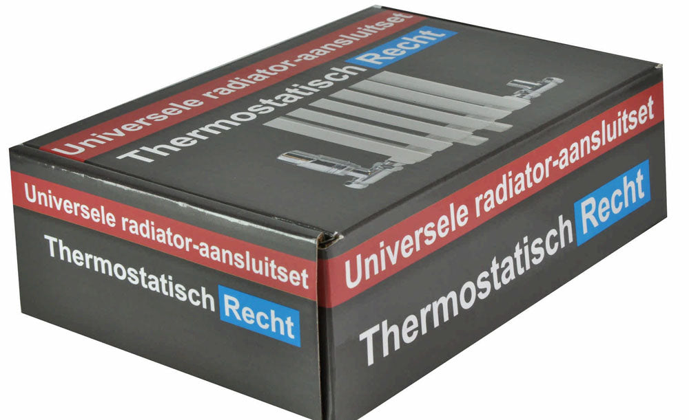 Rechte Chromen Radiator Aansluitset t.b.v. Zijaansluiting, Wiesbaden