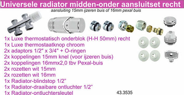 Recht Radiator Onderblok Wiesbaden in Chroom (voor Middenaansluiting) Secundaire afbeelding