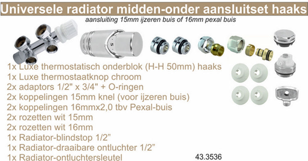 Radiateur Onderblok Hoek Wiesbaden Chroom Links (Voor Middenaansluiting) Secundaire afbeelding