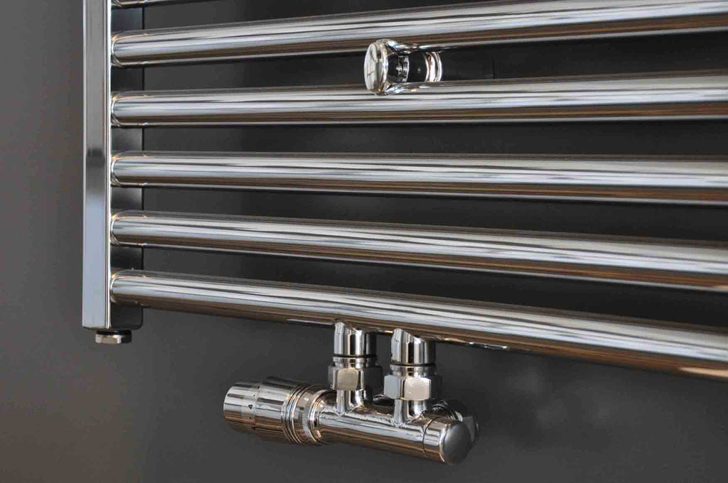 Radiateur Onderblok Hoek Wiesbaden Chroom Links (Voor Middenaansluiting)