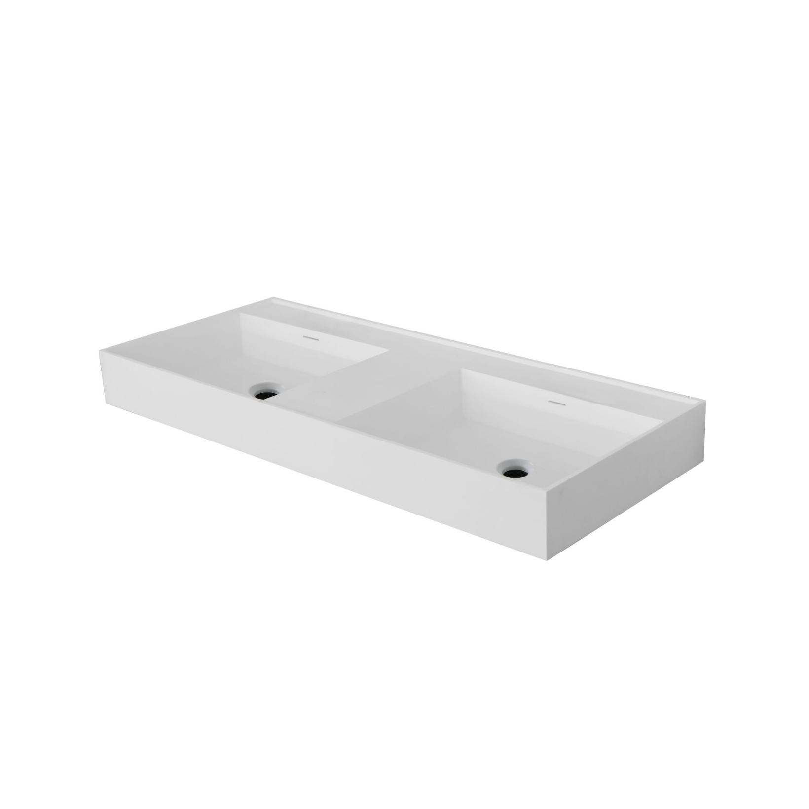 Wonda Square wastafel – 2 wasbakken – zonder kraangaten – kunstmarmer Hoofdafbeelding