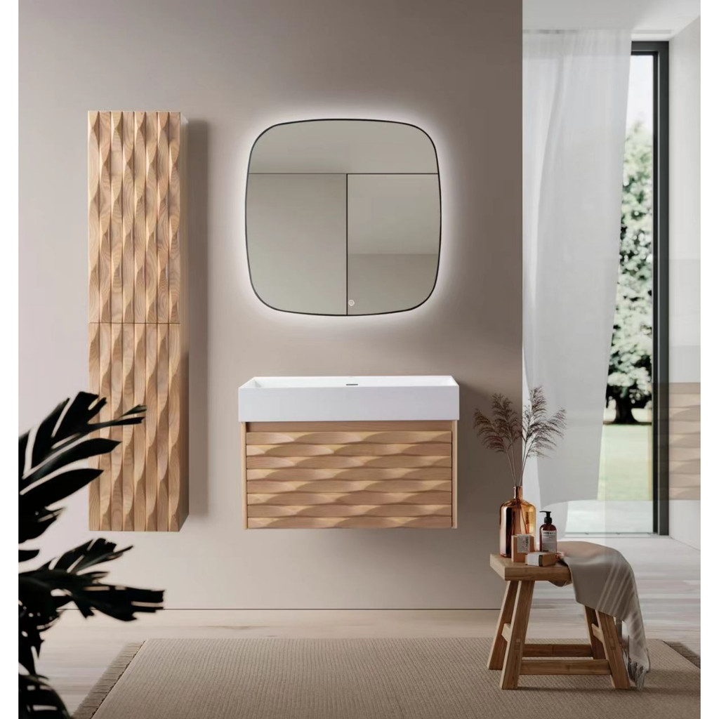 Wonda Square wastafel – 1 wasbak – zonder kraangat – kunstmarmer
