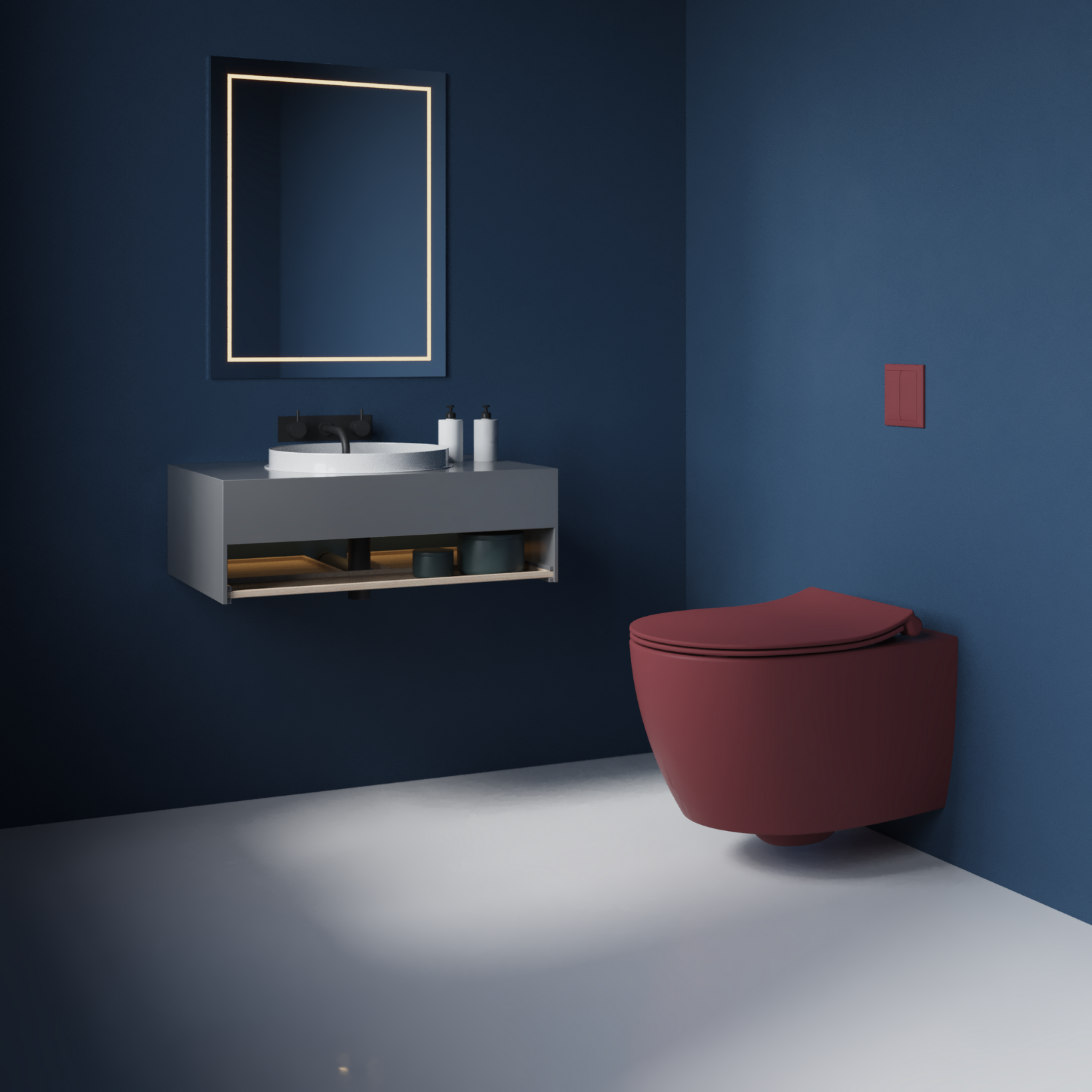 Isvea Sentimenti Hangtoilet - Bordeauxrood