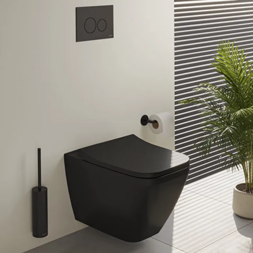 VitrA Integra Square Hangtoilet Mat Zwart (incl. Toiletbril)