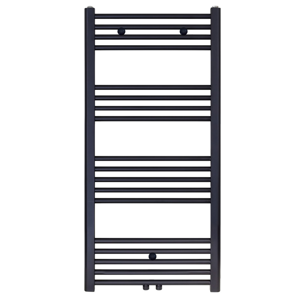 BELRAD Badkamer Radiator Zwart Mat Geborsteld – Middenaansluiting