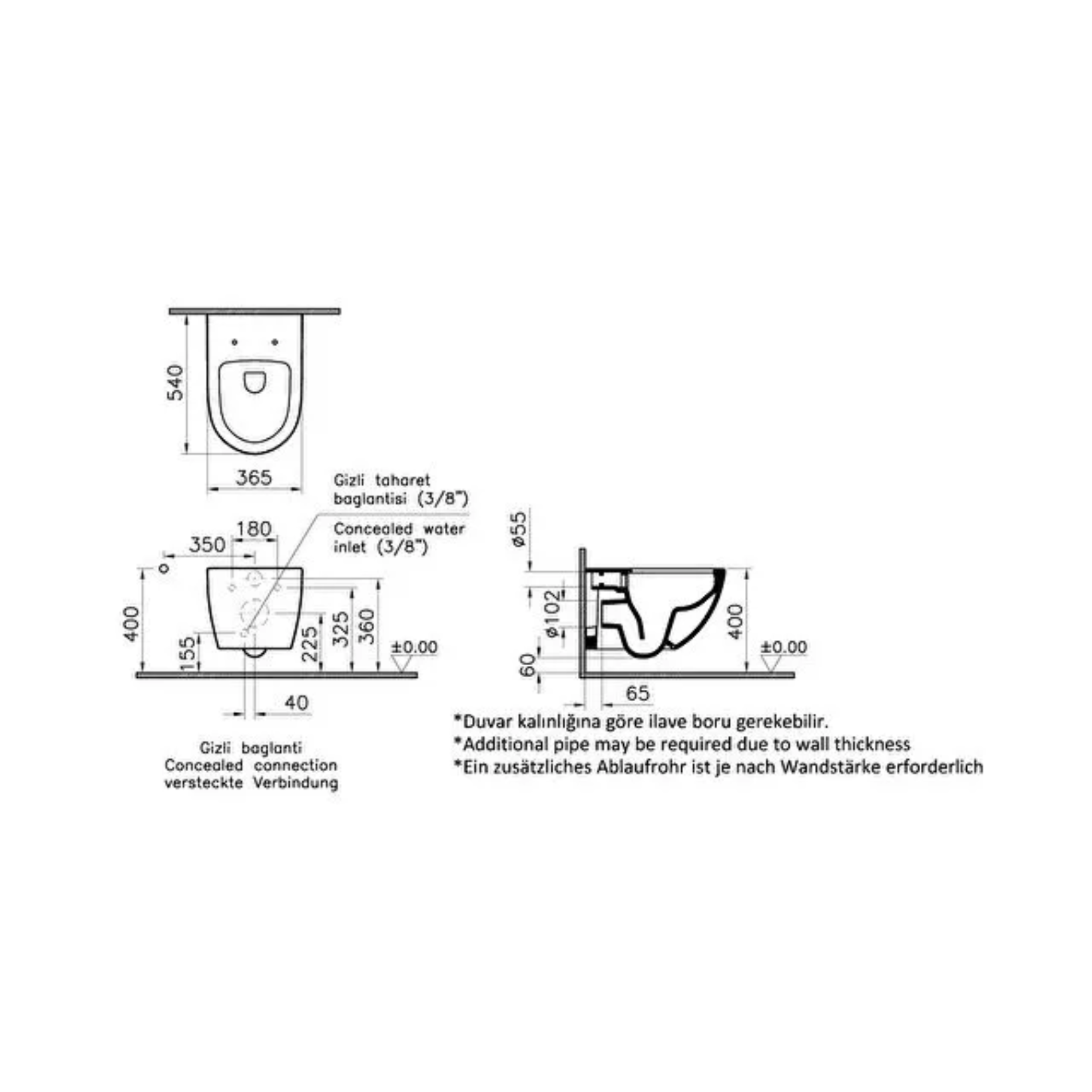 VitrA Sento Hangtoilet met Bidet