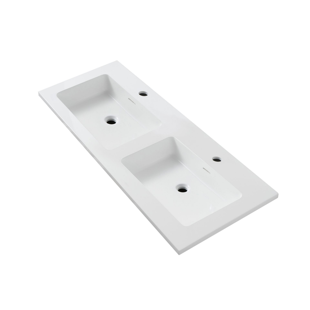 Wonda Square Slim Wastafel – Dubbel – Kunstmarmer