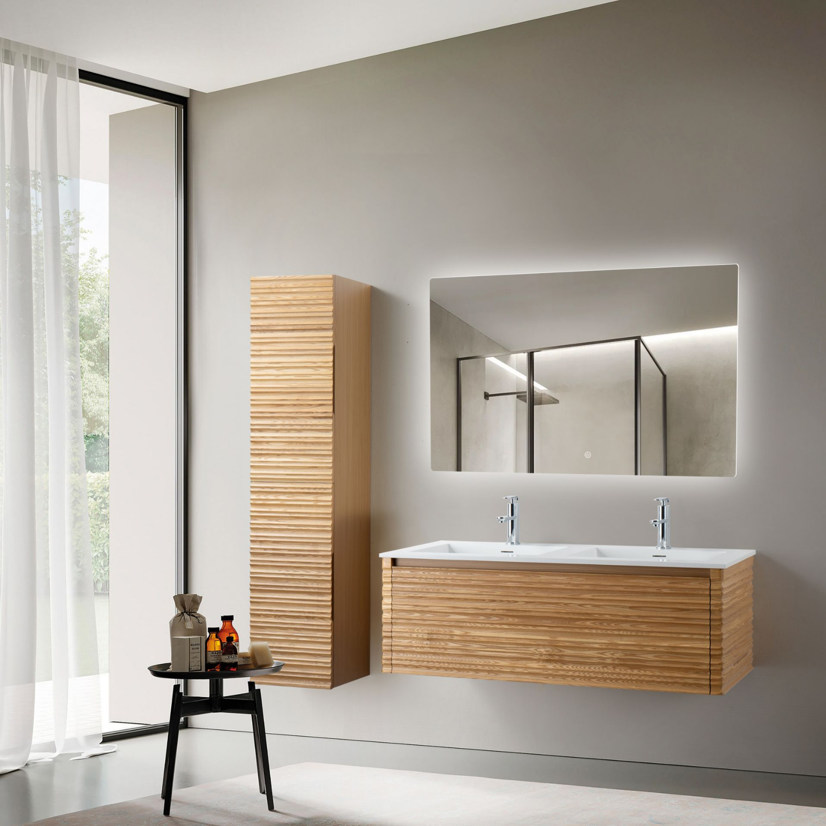 Wonda Square Slim Wastafel – Dubbel – Kunstmarmer Secundaire afbeelding