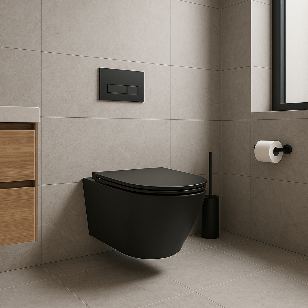 Wandcloset Wiesbaden Vesta Mat Zwart – Rimless Toilet met Tornado Flush, Softclose & Quickrelease Zitting Secundaire afbeelding