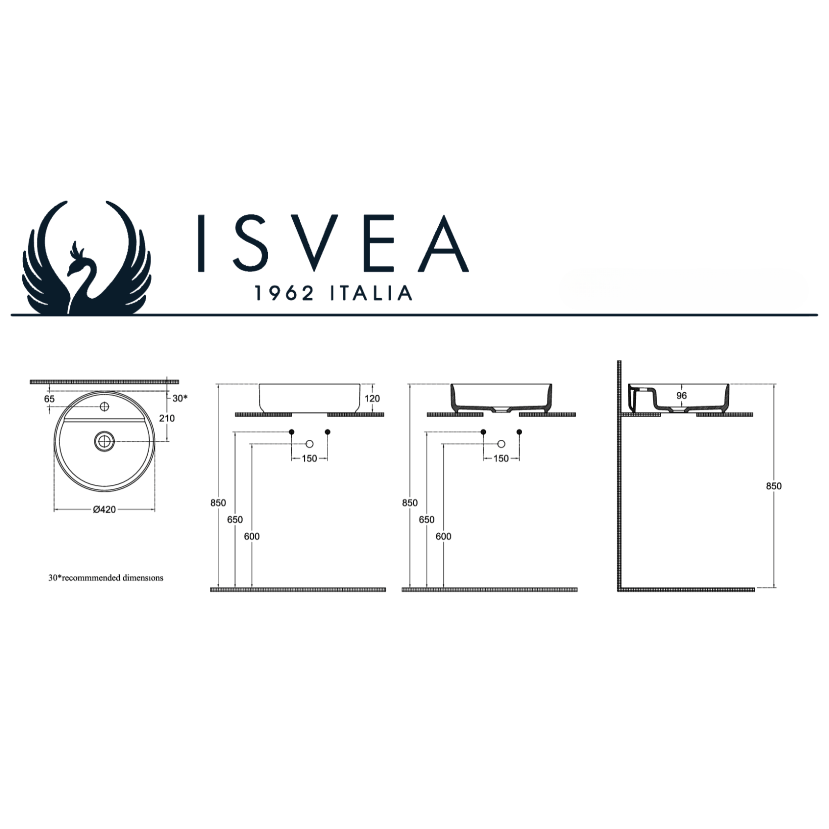 Isvea Infinity Wastafel Rond - Antraciet