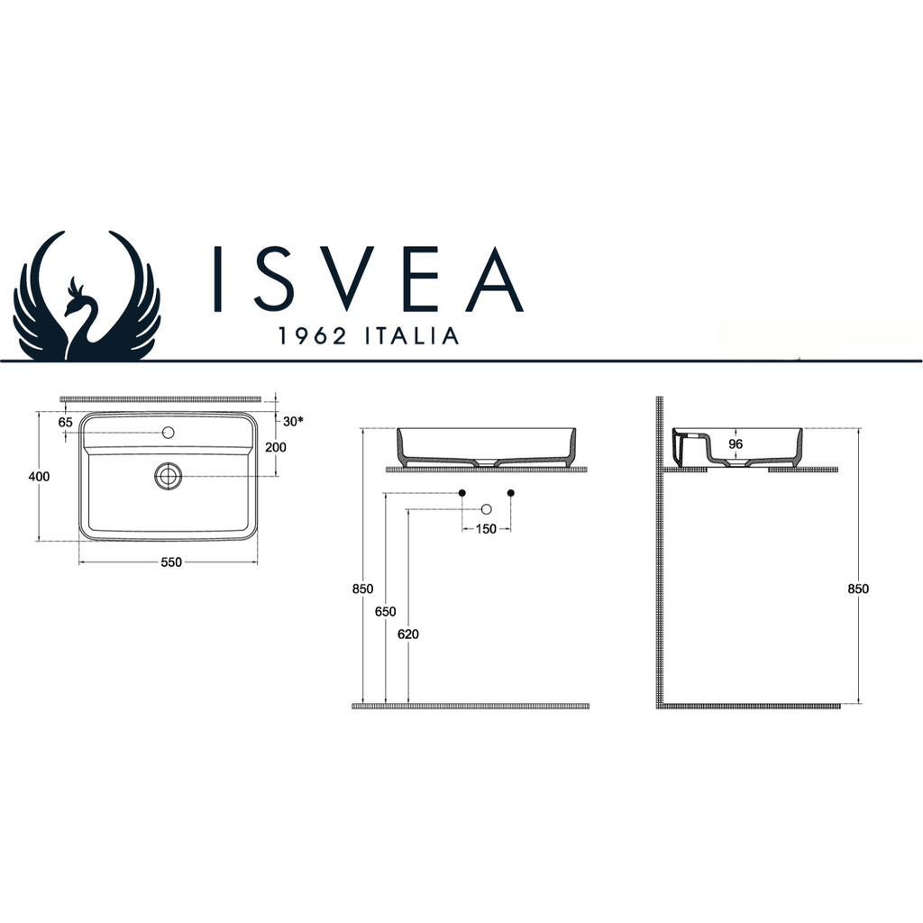 Isvea Infinity Wastafel Rechthoekig - Bordeauxrood