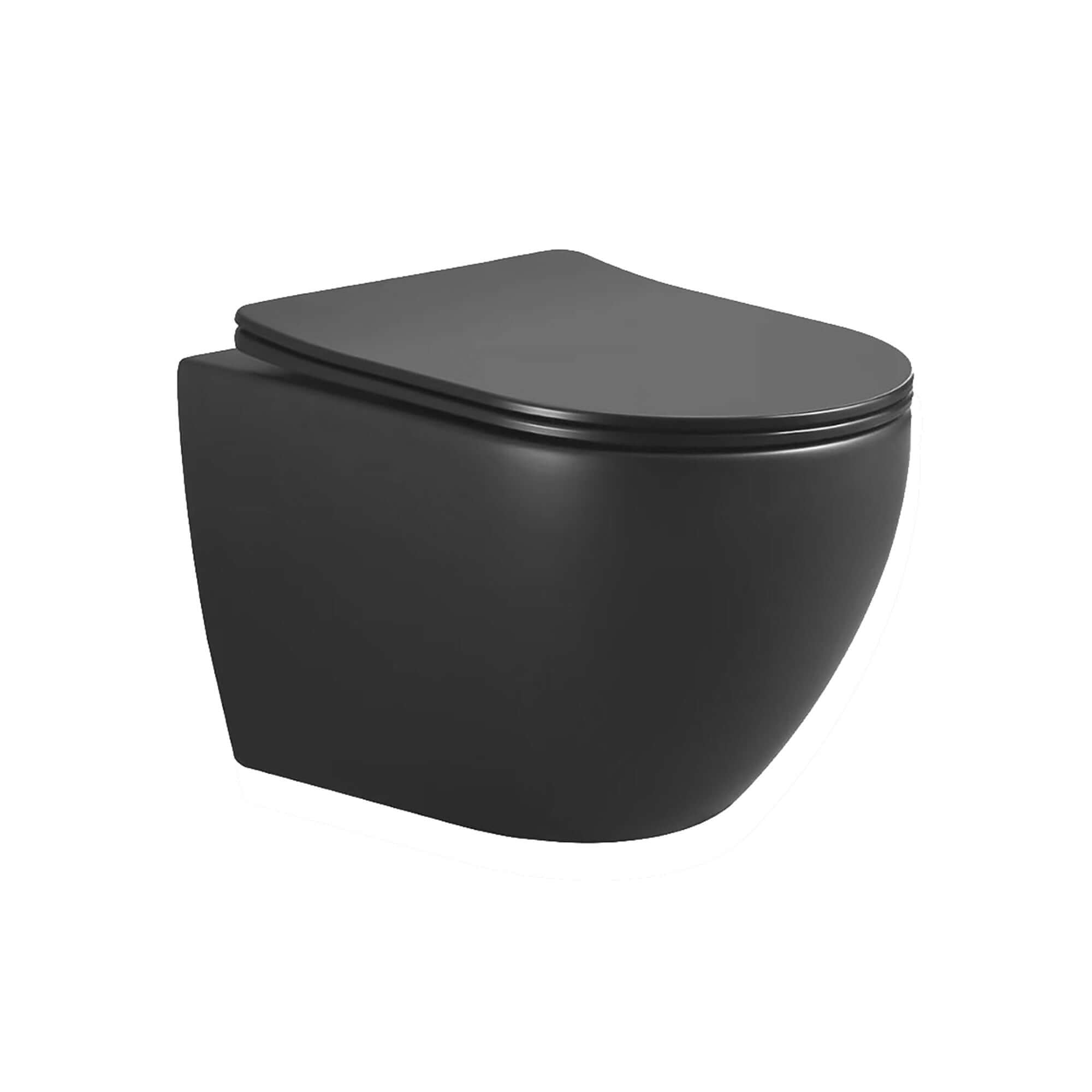 Nibiru rimless wandcloset met toiletzitting softclose en quick release mat zwart Hoofdafbeelding