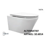 Vesta randloos hangtoilet Wiesbaden met diepe spoeling in wit (inclusief Flatline zitting)