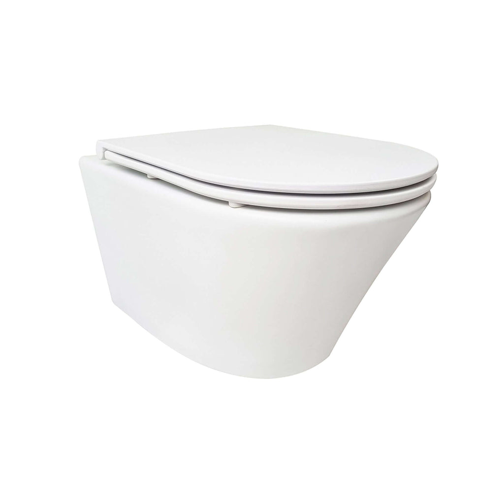 Vesta wandcloset rimless met Flatline toiletzitting softclose en quick release mat wit