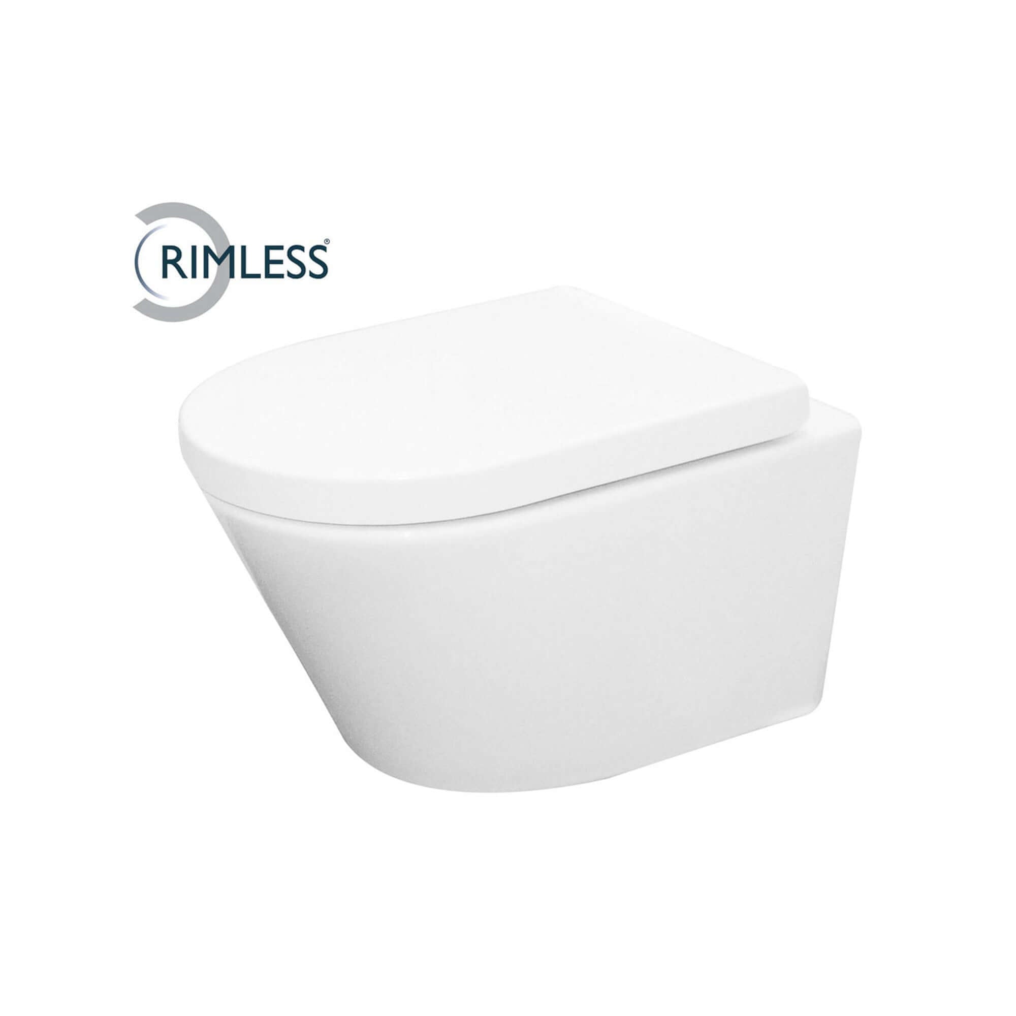 Vesta wandcloset rimless met Vesta toiletzitting softclose en quick release glans wit Hoofdafbeelding