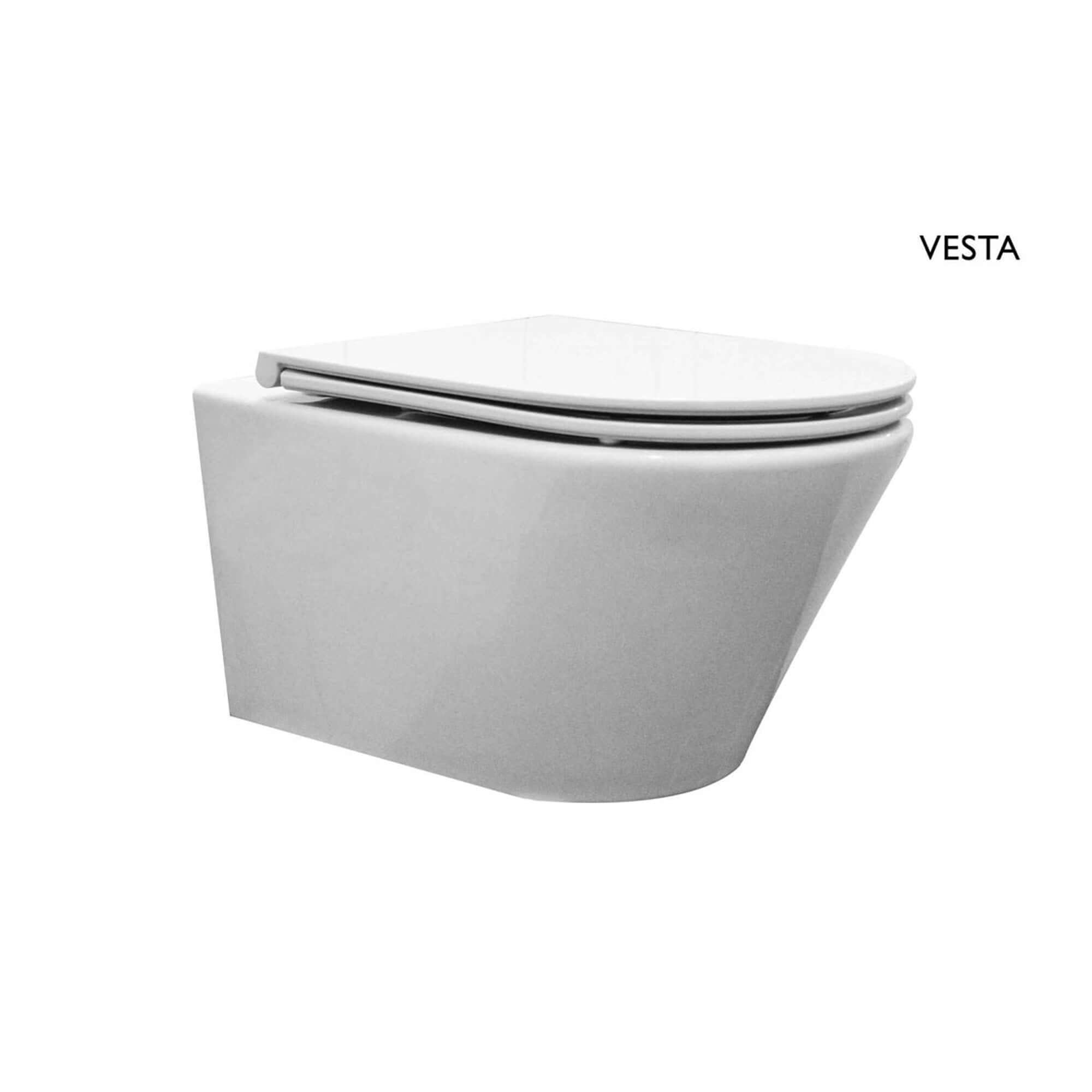 Vesta wandcloset met Flatline toiletzitting softclose en quick release glans wit Hoofdafbeelding