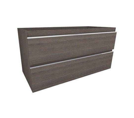 Sigid Badkamermeubelset Wiesbaden 100X46X58 Cm in gefineerde houtnerf grijs (1 kraangat, 2 laden) Secundaire afbeelding