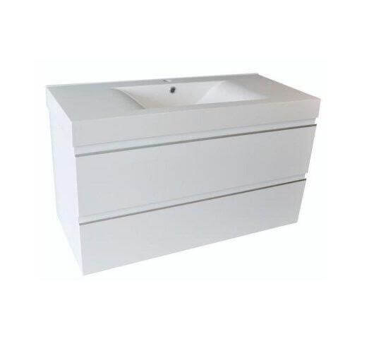 Sigid Badkamermeubelset Wiesbaden 100x46x58 cm MDF Hoogglans Wit (1 Kraangat, 2 Laden) Hoofdafbeelding