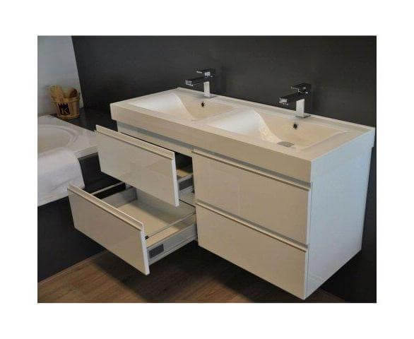 Sigid Badkamermeubelset Wiesbaden 120x46x58 cm MDF Hoogglans Wit (2 Kraangaten, 4 Laden) Hoofdafbeelding