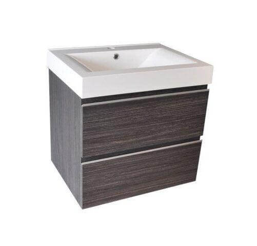 Sigid Badkamermeubelset Wiesbaden 60x46x58 cm gefineerde houtnerf grijs (1 kraangat, 2 lades) Hoofdafbeelding