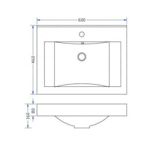 Sigid Badkamermeubelset Wiesbaden 60x46x58 cm MDF Hoogglans Wit (1 Kraangat, 2 Laden)