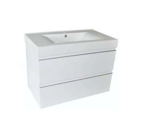 Sigid Badkamermeubelset Wiesbaden 80X46X58 Cm in MDF Hoogglans Wit (1 Kraangat, 2 Laden) Hoofdafbeelding