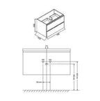 Sigid Badkamermeubelset Wiesbaden 80x46x58 cm gefineerde houtnerf grijs (1 kraangat, 2 lades)
