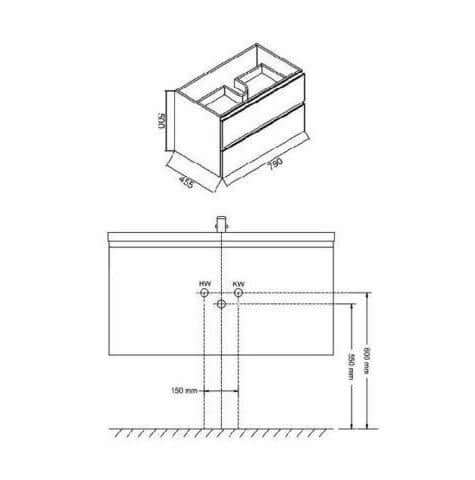 Sigid Badkamermeubelset Wiesbaden 80x46x58 cm gefineerde houtnerf grijs (1 kraangat, 2 lades)