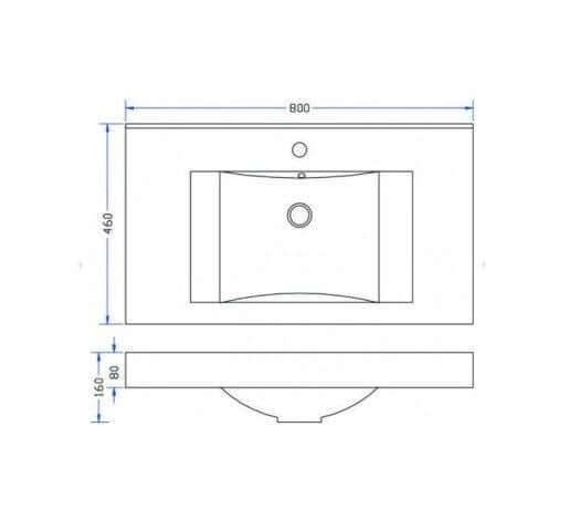 Sigid Badkamermeubelset Wiesbaden 80x46x58 cm gefineerde houtnerf grijs (1 kraangat, 2 lades)