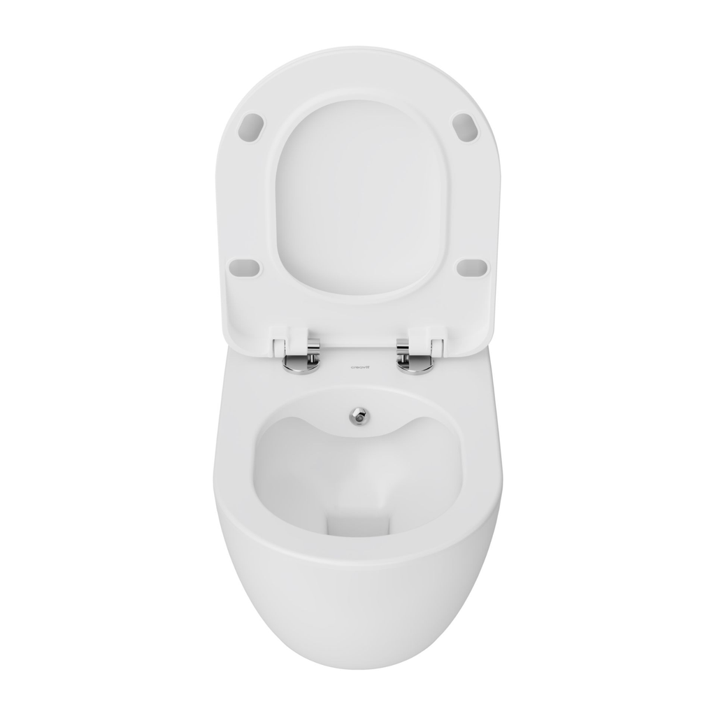 Creavit Rimoff hangtoilet / ophang WC met RVS sproeier (bidet) – verborgen bevestiging