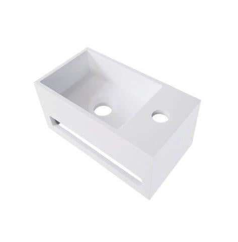 Solid Surface Fontein met Handdoekhouder Wiesbaden 35,6X20,3X15,9 Cm (Kraangat Links of Rechts)